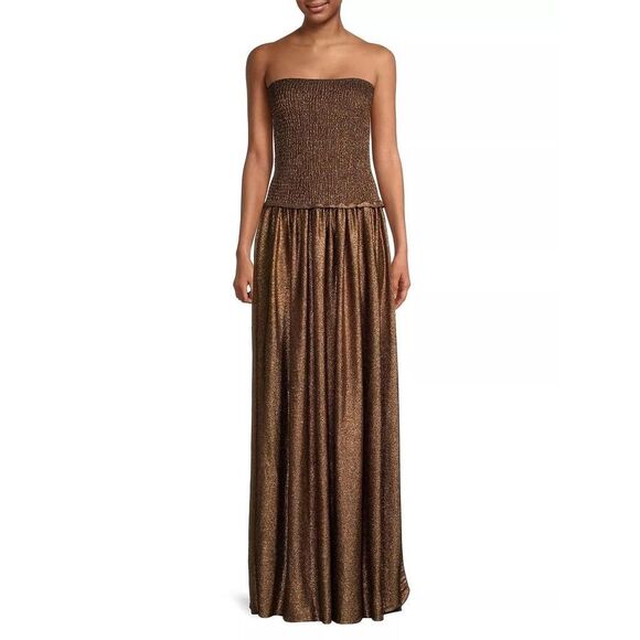 Ramy Brook Women’s Calista Metallic Smocked Maxi Dress XXS $345 - Picture 3 of 12